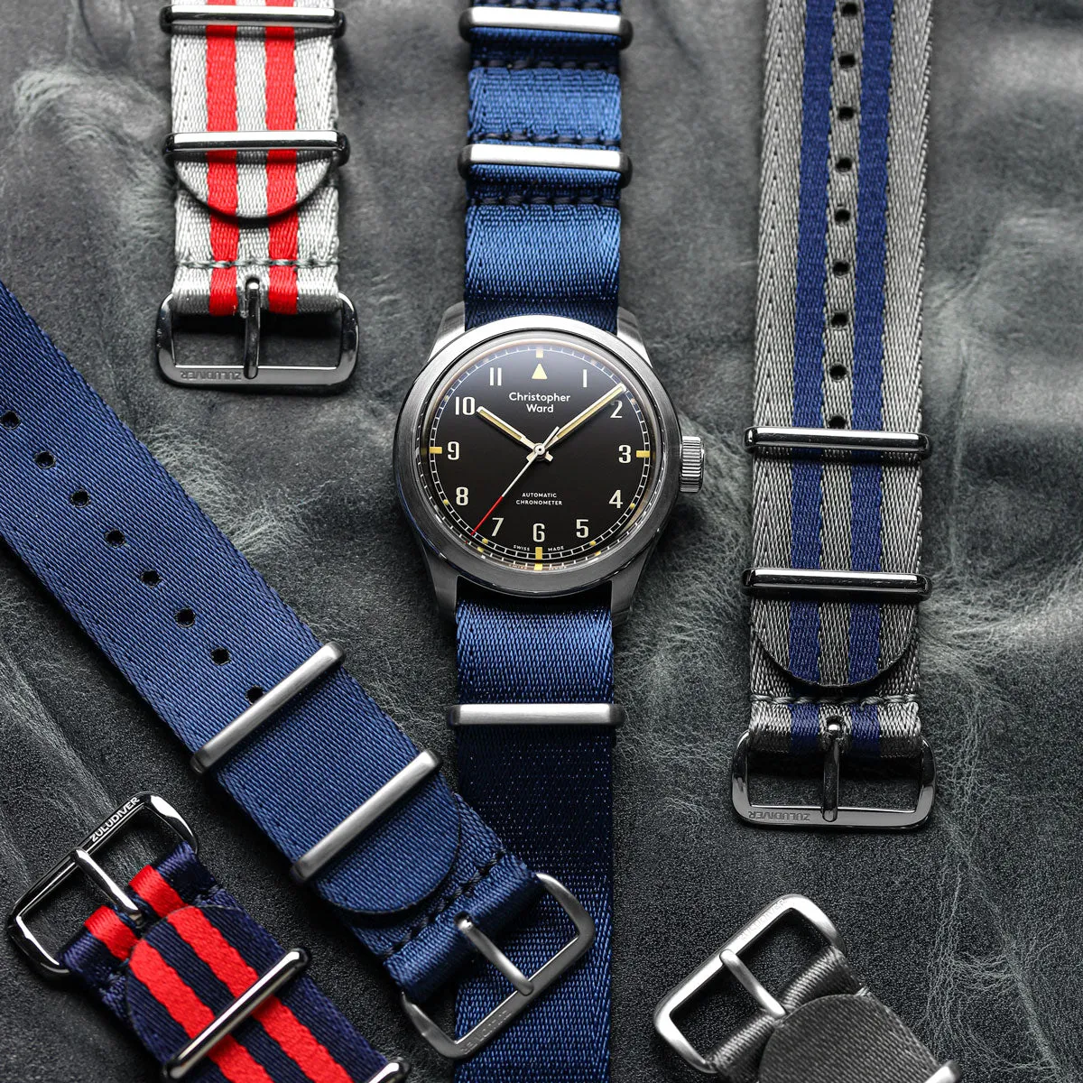 1973 British Military Watch Strap: ARMOURED - Navy Bond, Polished