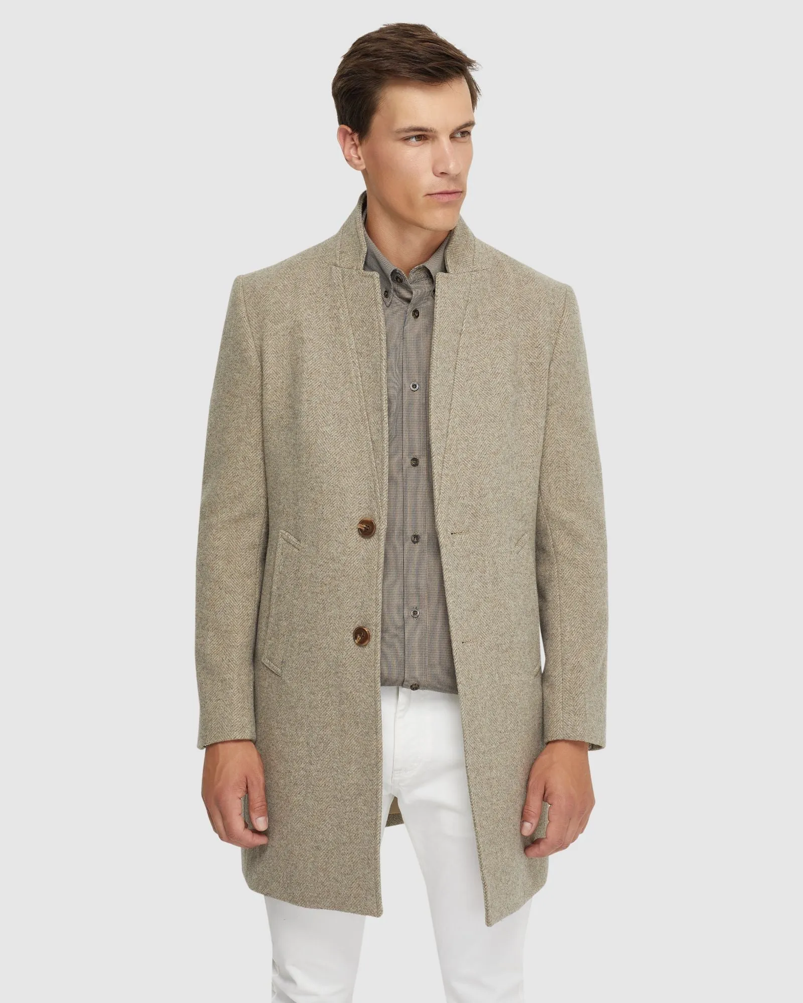 Austin Herringbone Wool Rich Coat