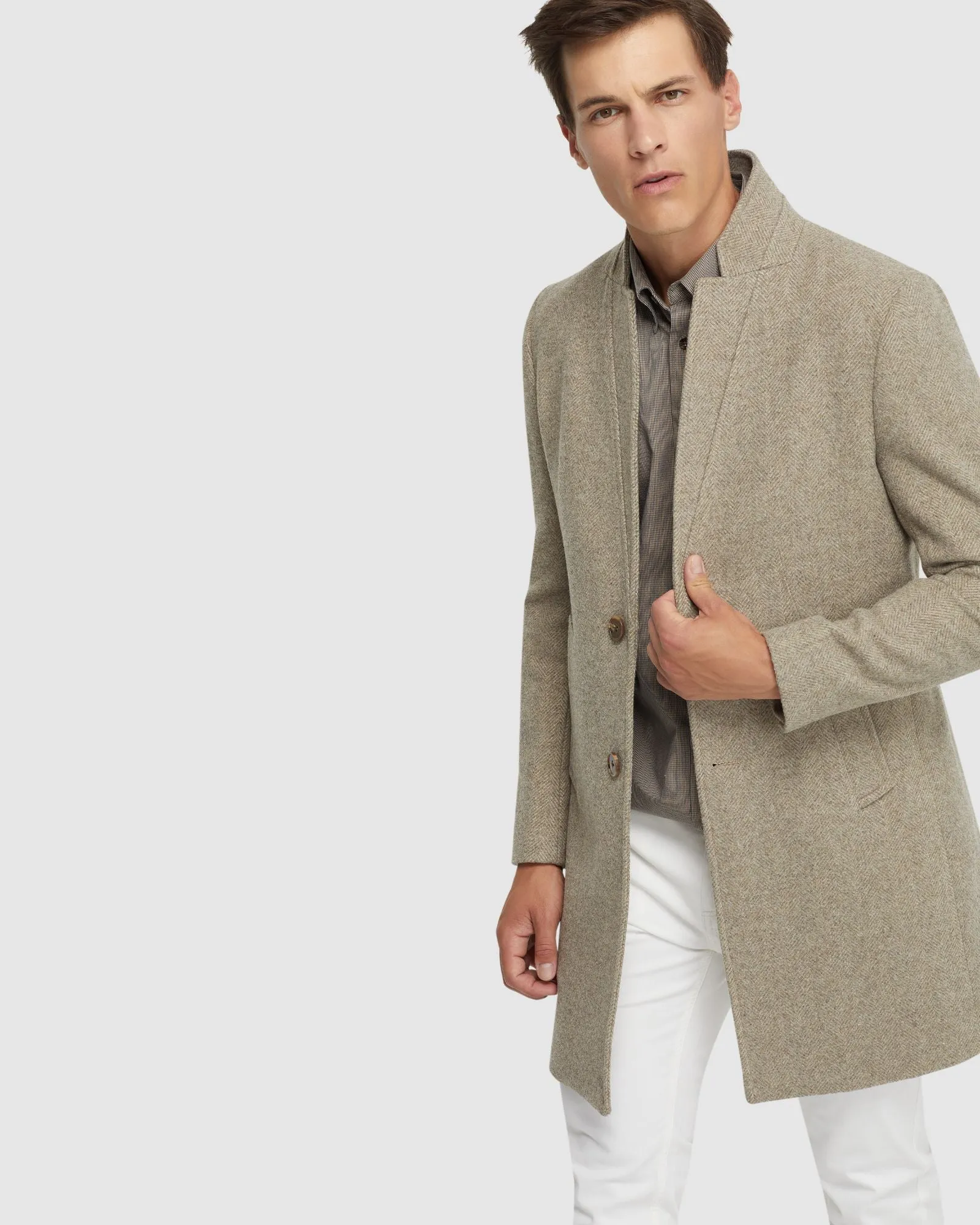 Austin Herringbone Wool Rich Coat