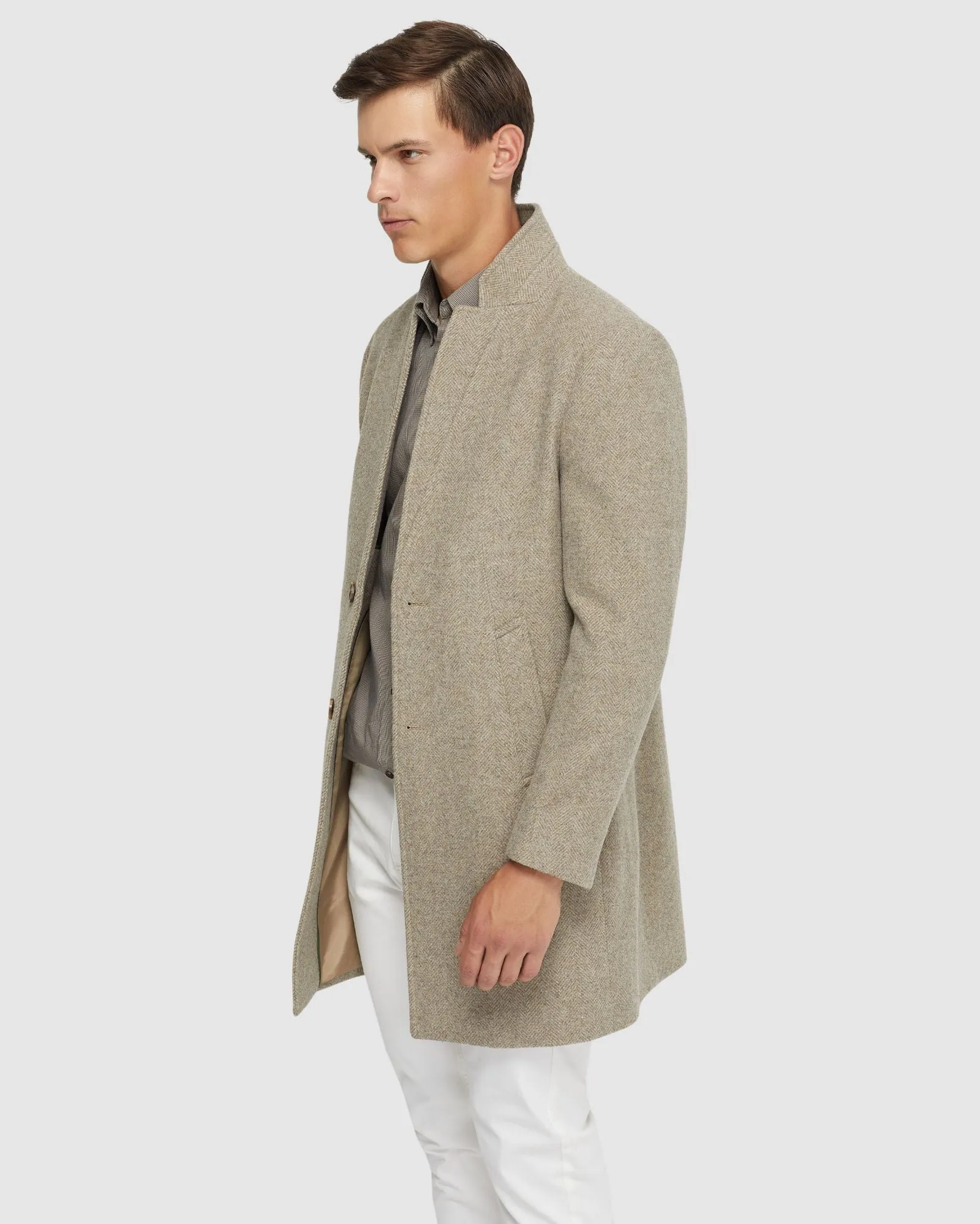 Austin Herringbone Wool Rich Coat
