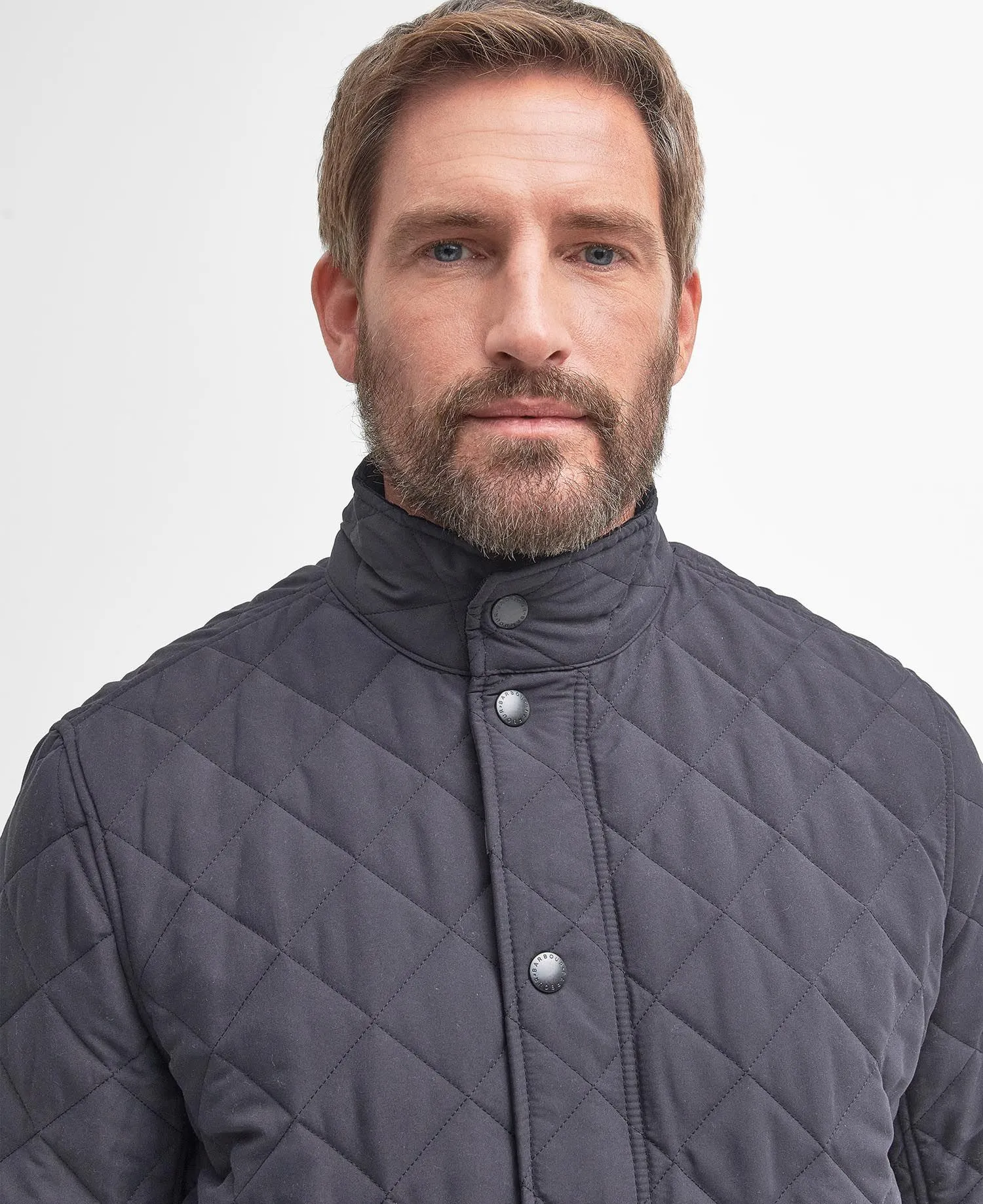 BARBOUR <BR>
Shoveler Quilted Outerwear  Jacket <BR>
Navy <BR>