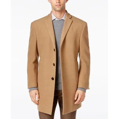 Calvin Klein Mens Slim fit Overcoat Coat 38 R Beige Solid