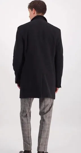 Calvin Klein Mens Slim fit Overcoat Coat 42 L Black Solid