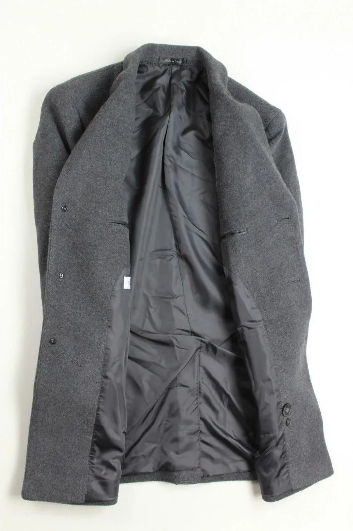 Calvin Klein Mens Slim fit Overcoat Coat 44 S Charcoal Grey Solid