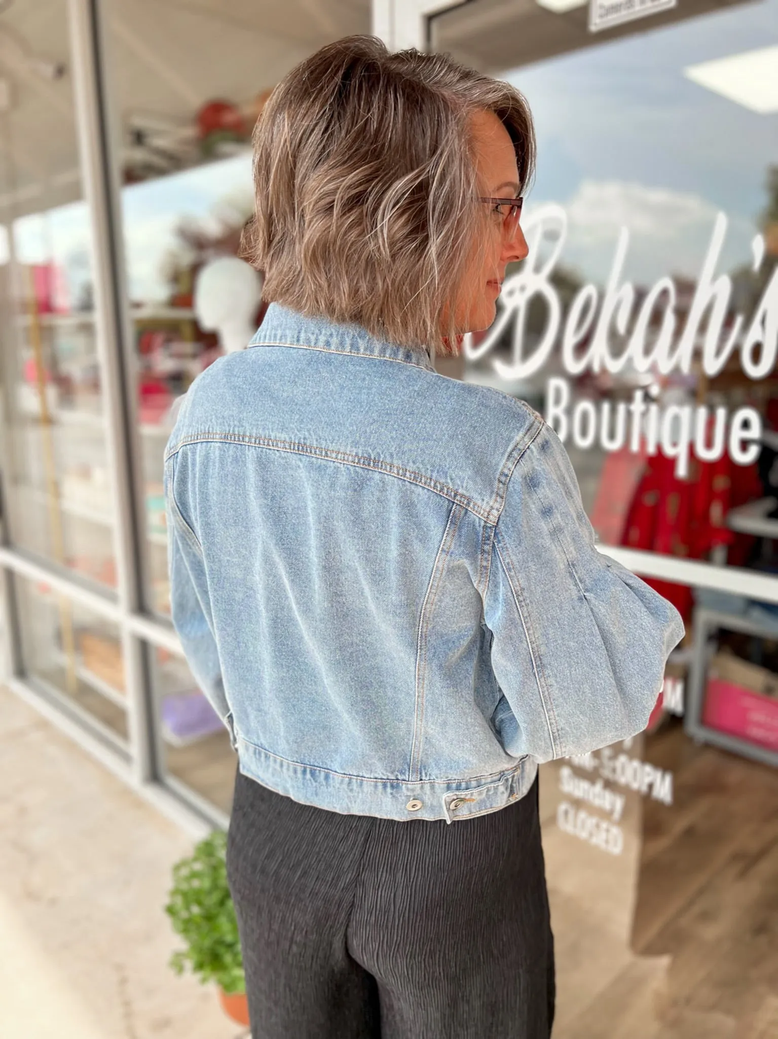 Casual Perfection Light Wash Denim Jacket with Puff Sleeves