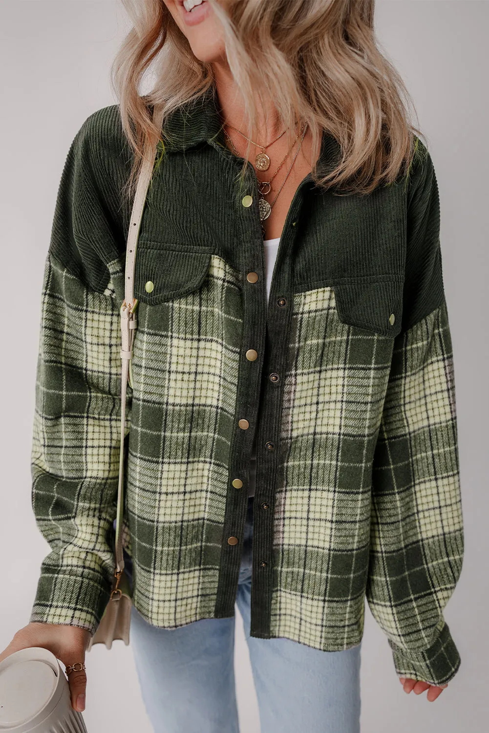Casual Plaid Corduroy Jacket