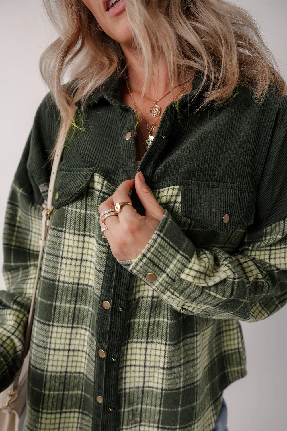 Casual Plaid Corduroy Jacket