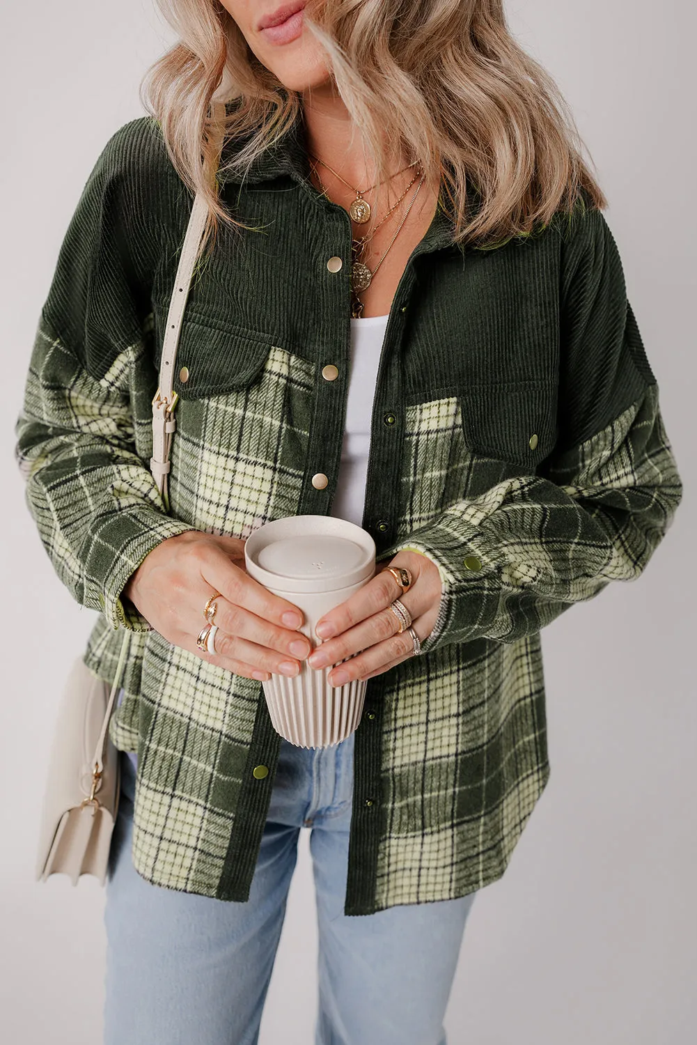 Casual Plaid Corduroy Jacket