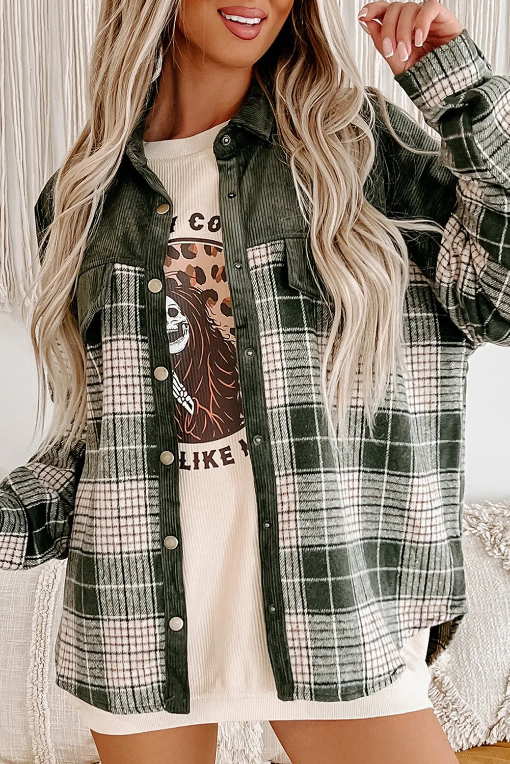 Casual Plaid Corduroy Jacket