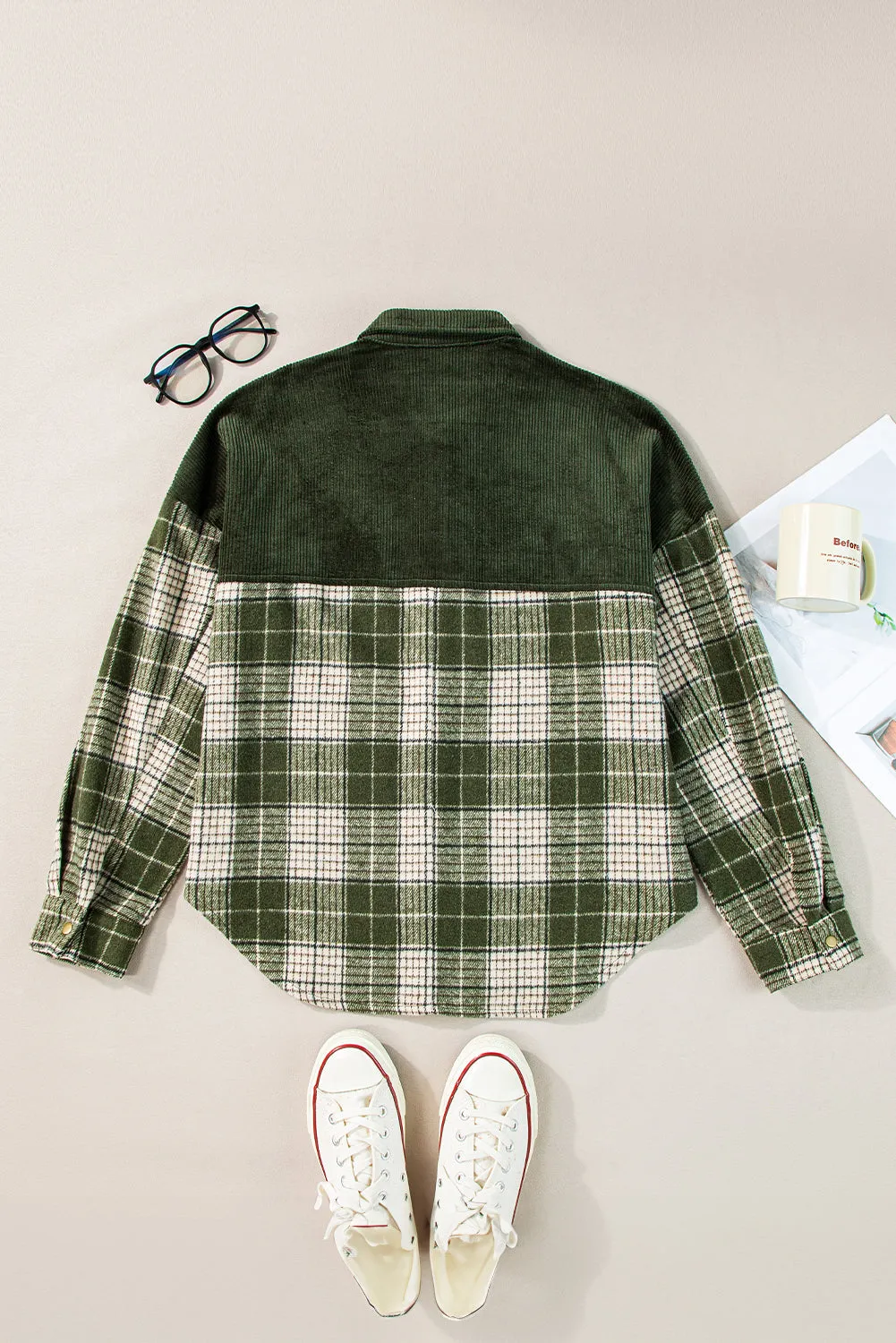 Casual Plaid Corduroy Jacket