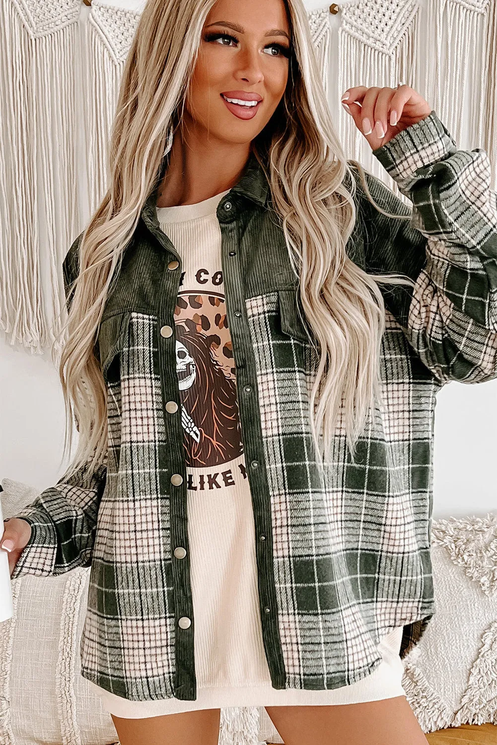 Casual Plaid Corduroy Jacket