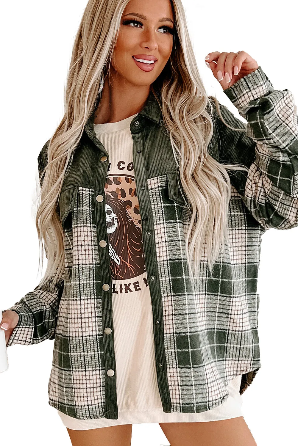 Casual Plaid Corduroy Jacket