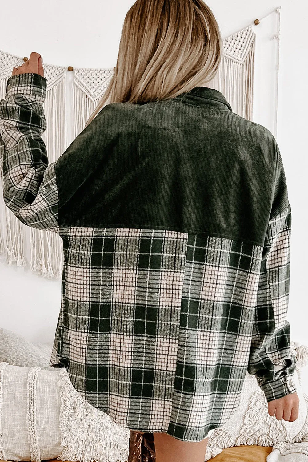 Casual Plaid Corduroy Jacket