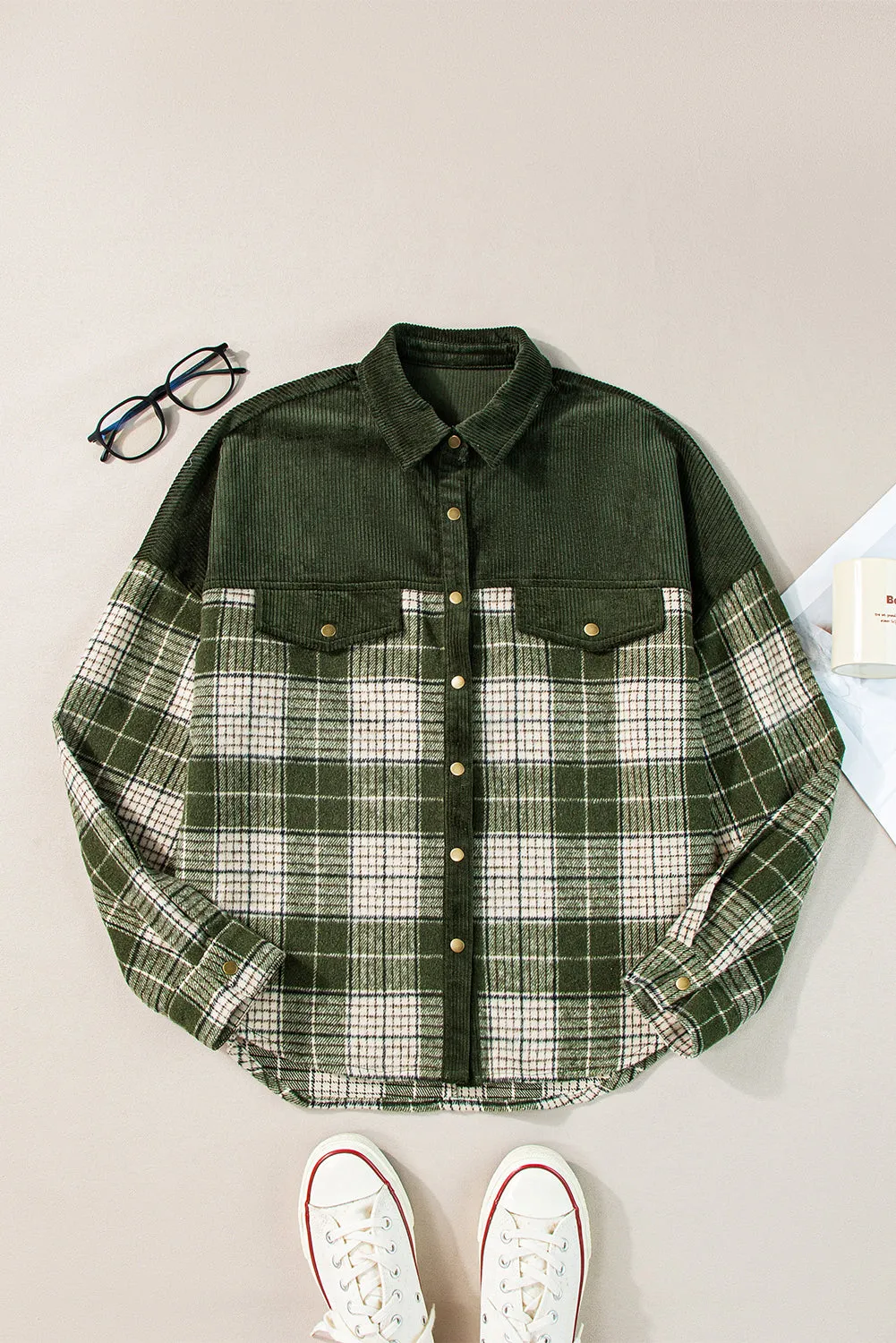 Casual Plaid Corduroy Jacket
