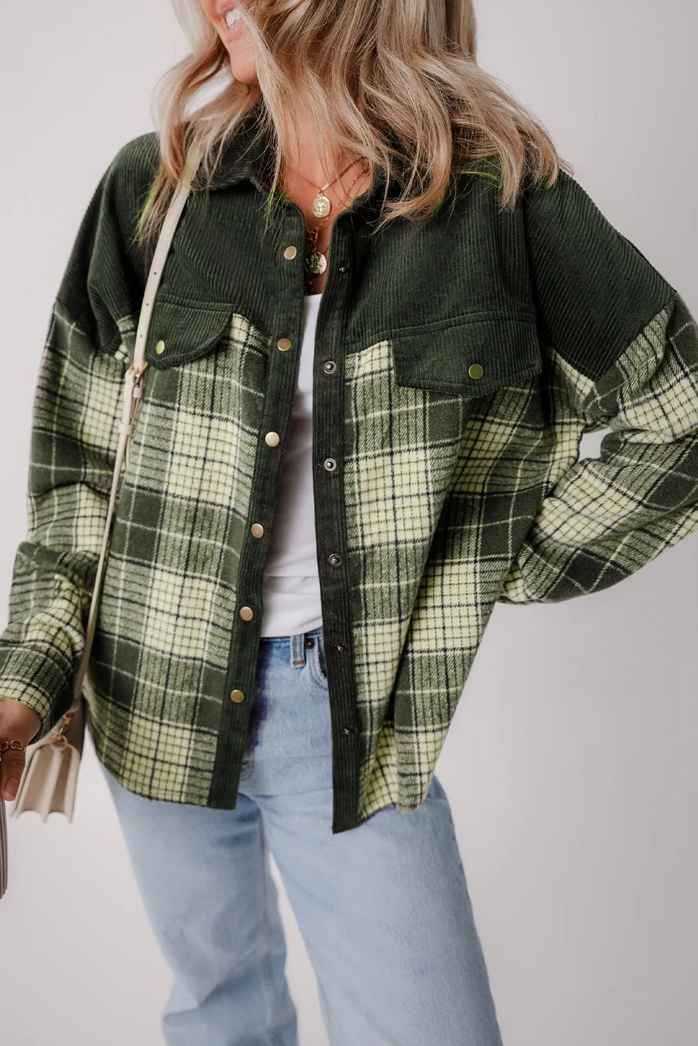Casual Plaid Corduroy Jacket