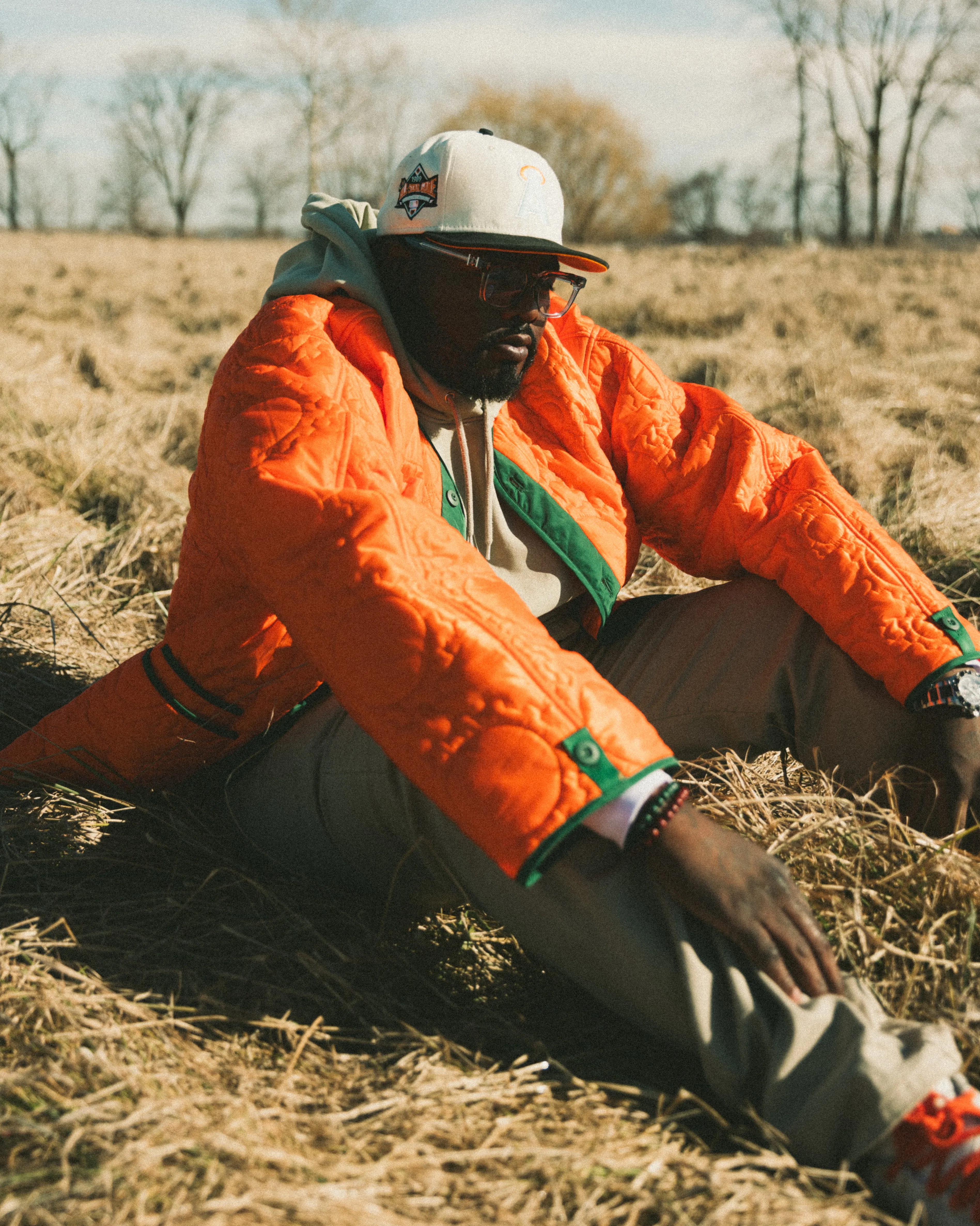 Custom Gear Shaped Quilted Jacket (ORANGE)