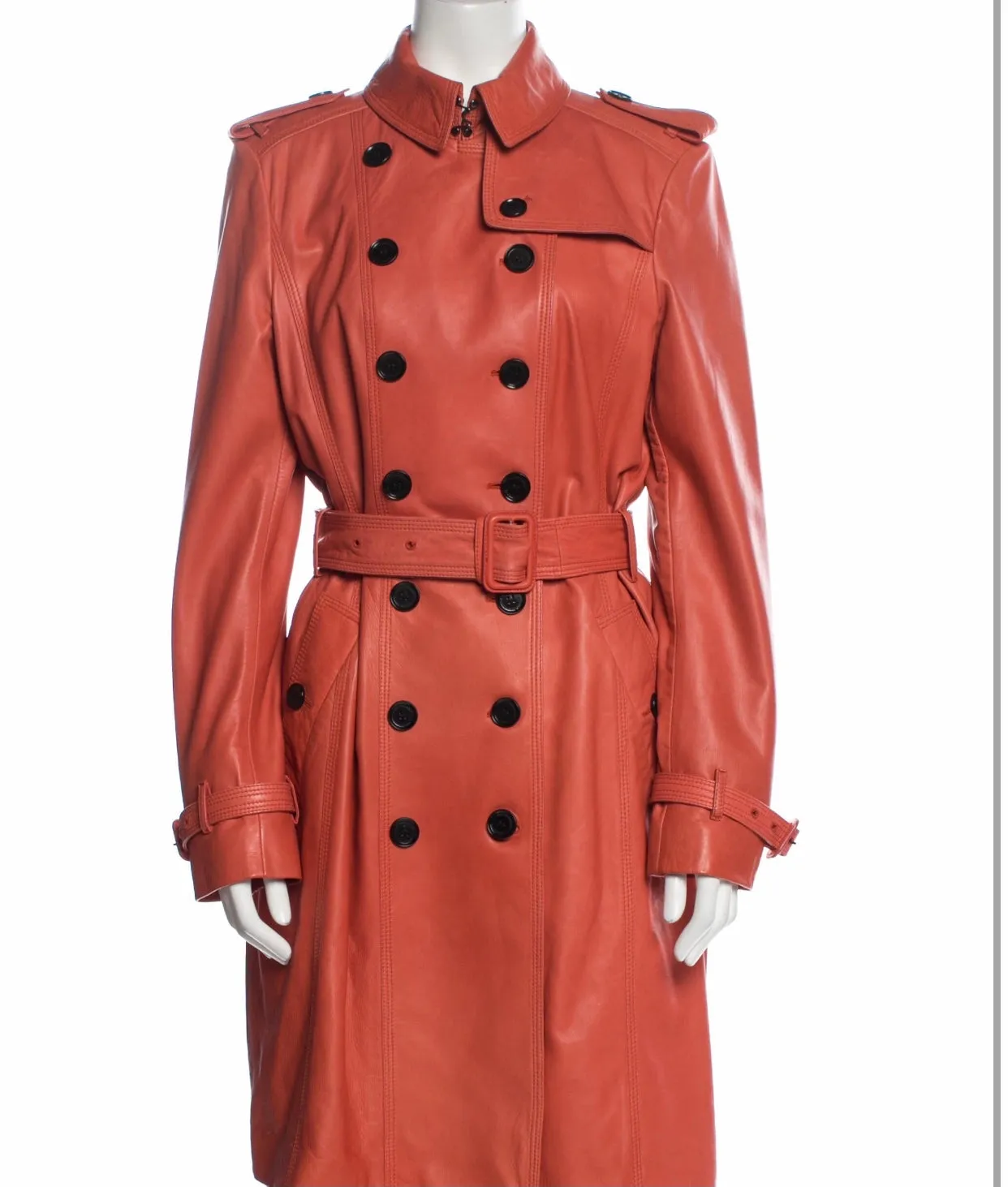 Double Breasted Leather Trench