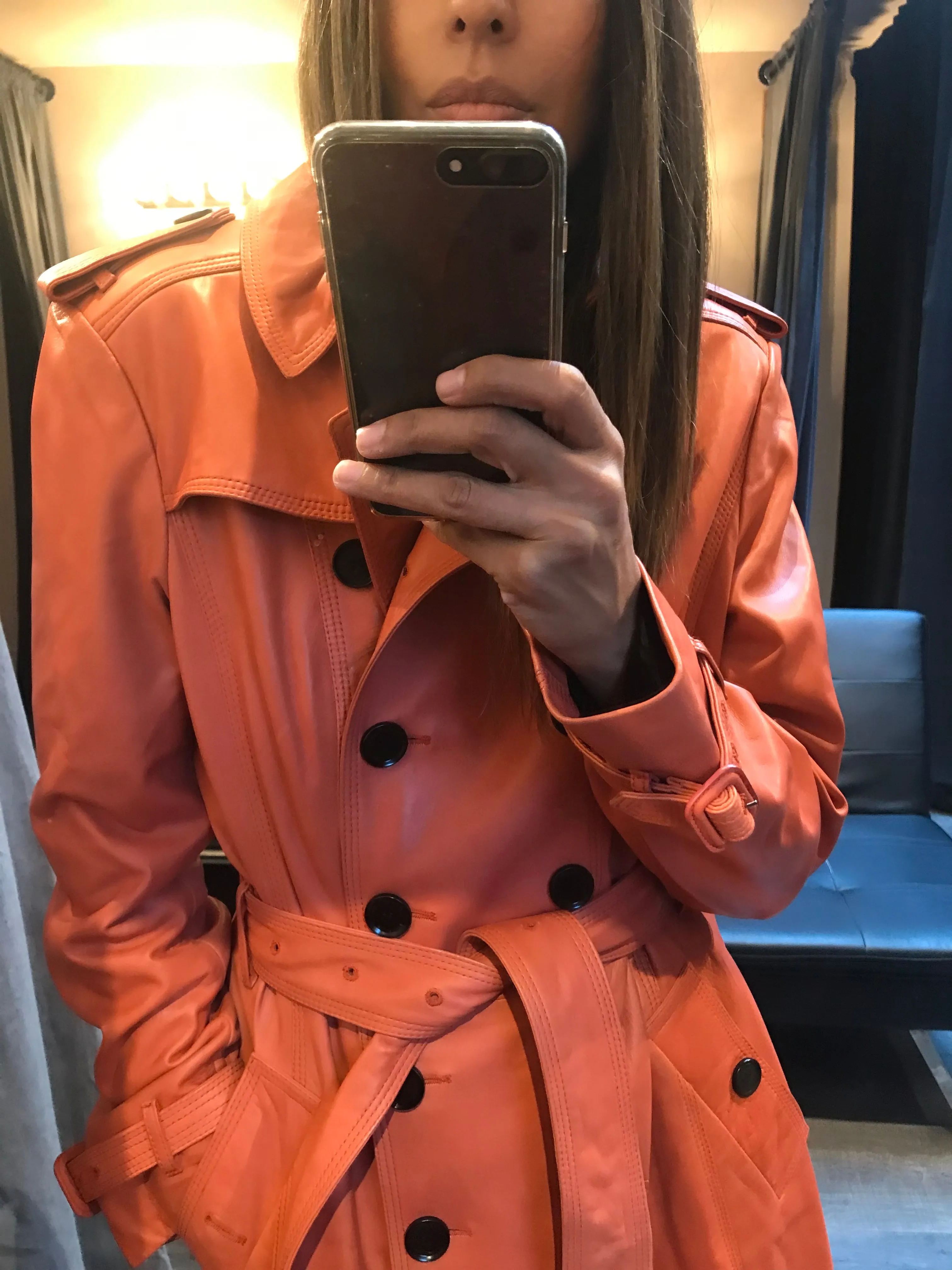 Double Breasted Leather Trench