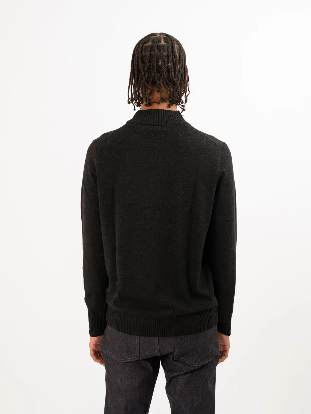 Extra-Fine Merino Mock Neck Sweater - Granite Melange