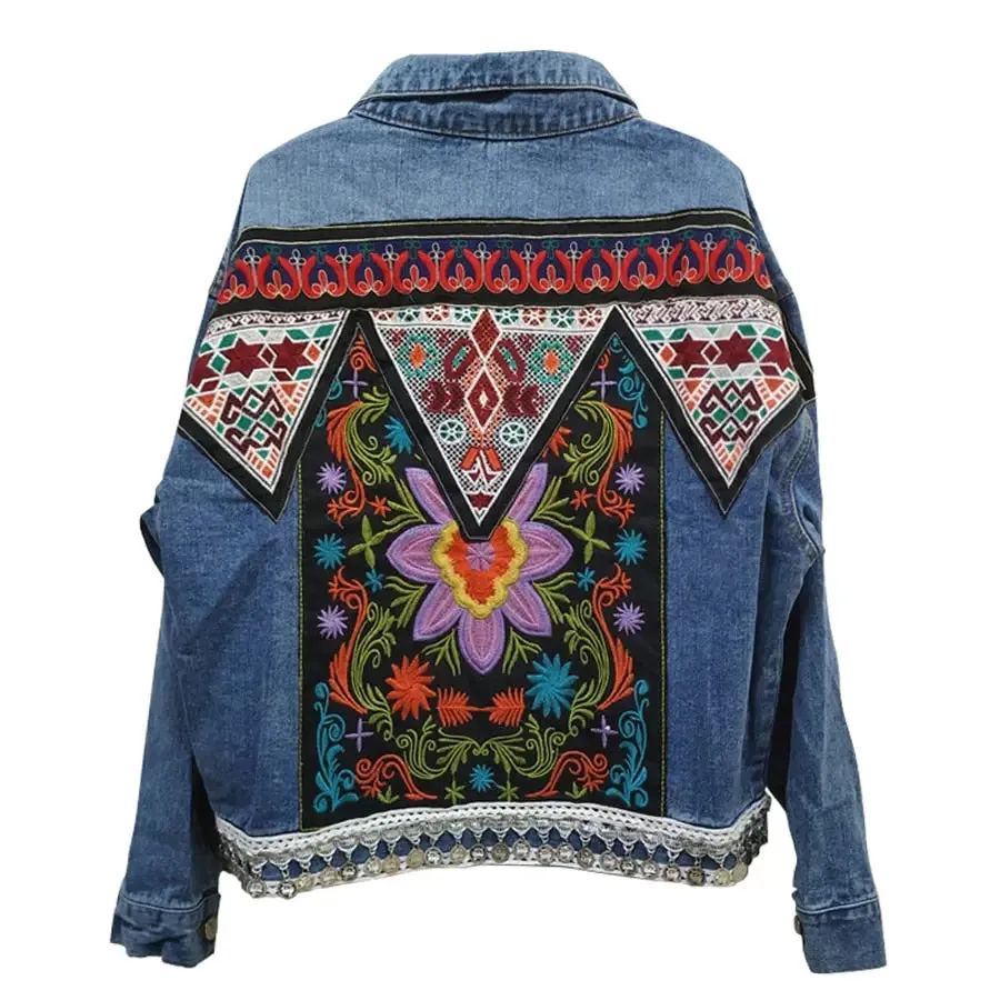 Flower Embroidery Denim Jacket