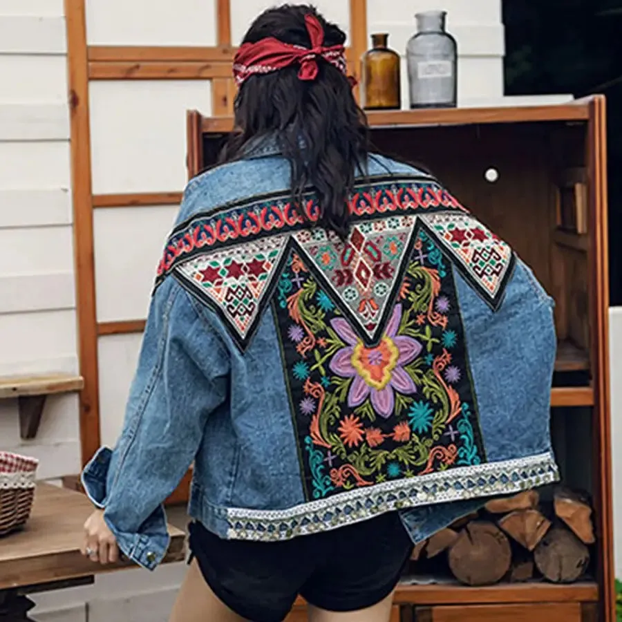 Flower Embroidery Denim Jacket