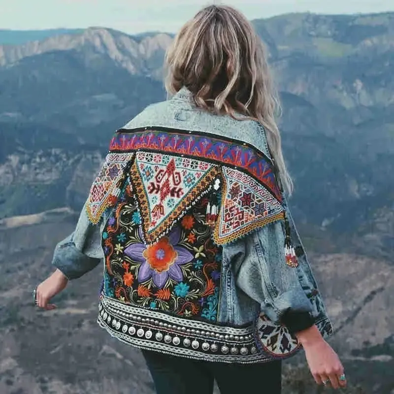 Flower Embroidery Denim Jacket
