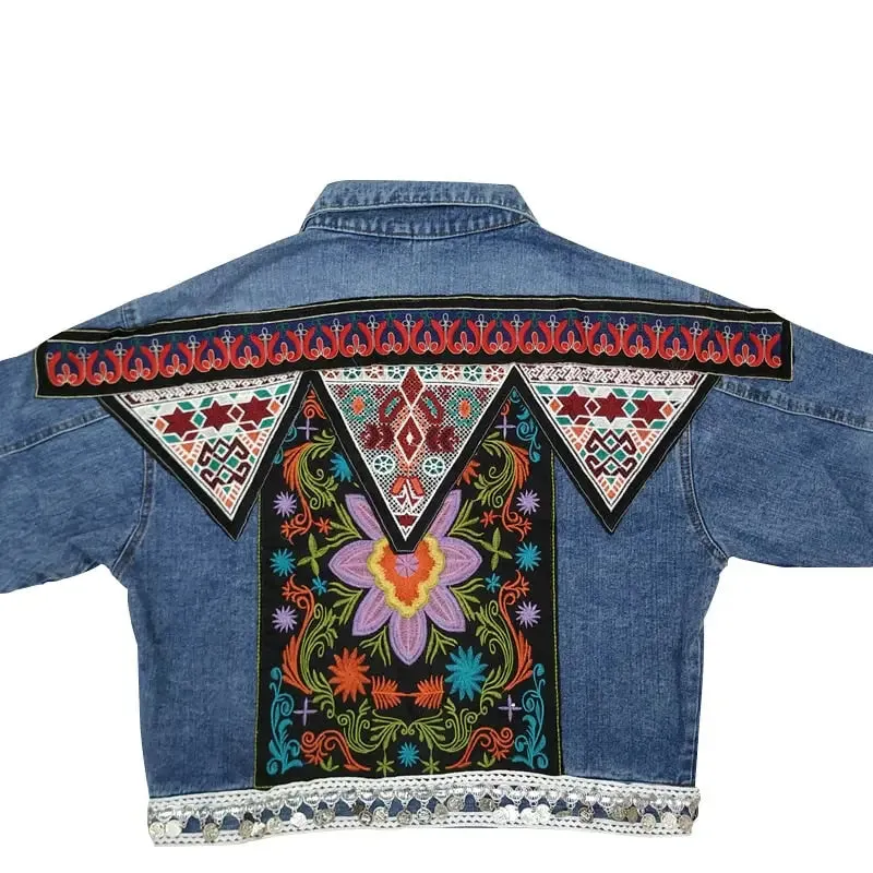 Flower Embroidery Denim Jacket