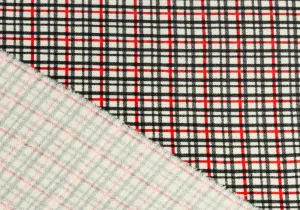 Gridlocked Carmine & Black Plaid Melton Coating (Made in Italy)