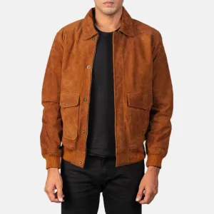 Heisenberg Tan Brown Suede Leather Bomber Jacket