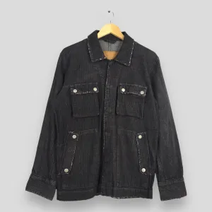 Herringbone Stripes Workers Denim Black Medium