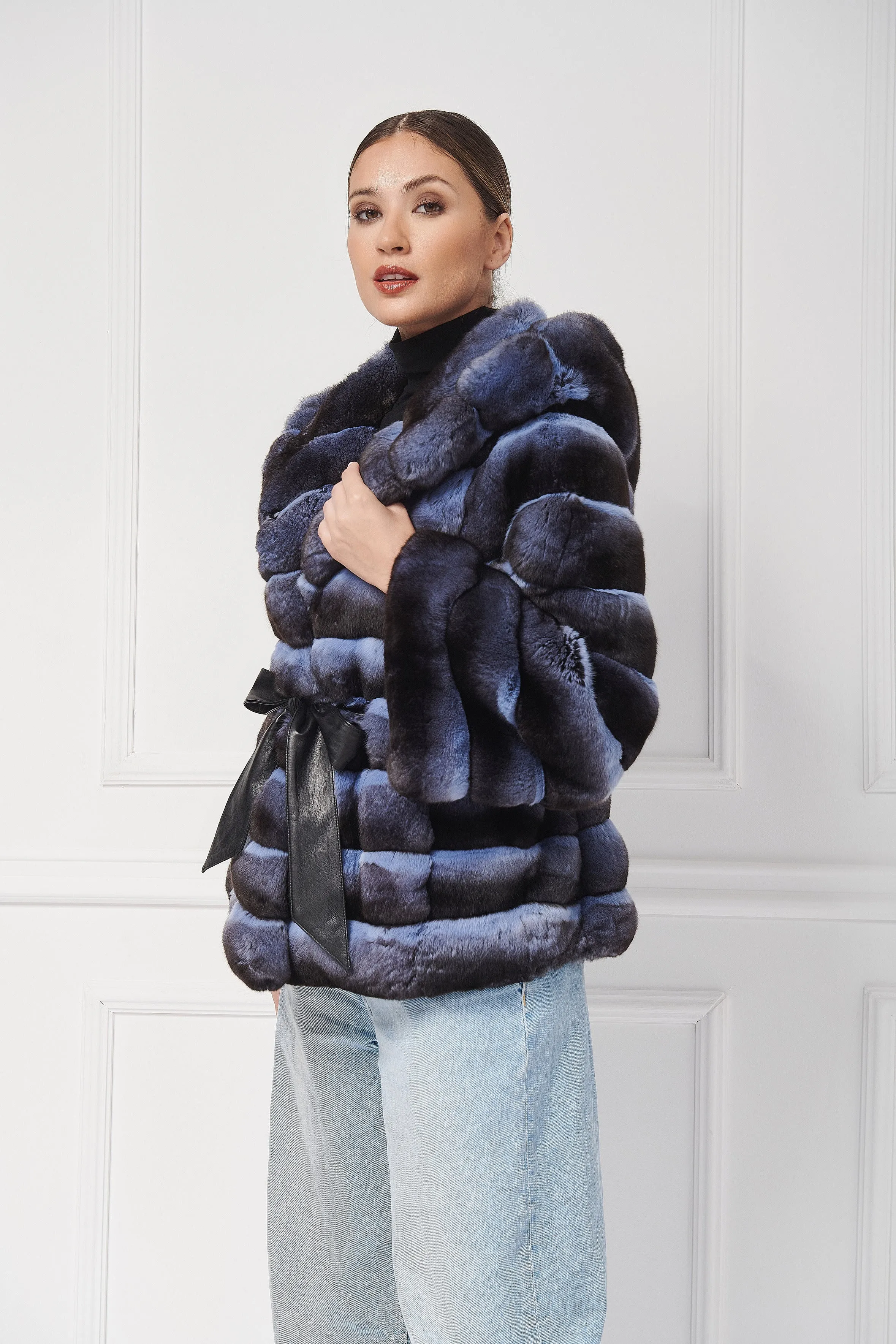 Hooded Chinchilla Fur Jacket