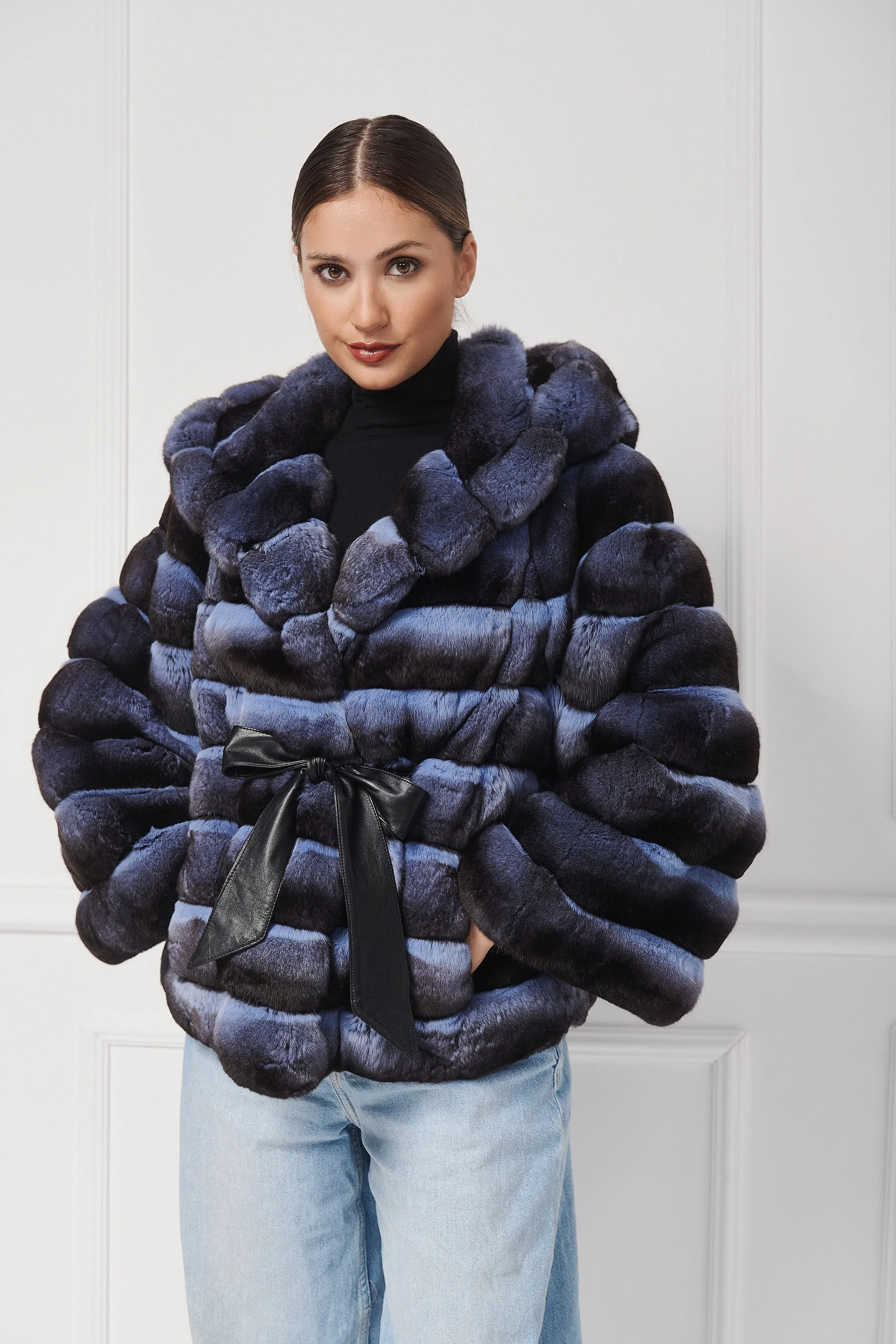 Hooded Chinchilla Fur Jacket