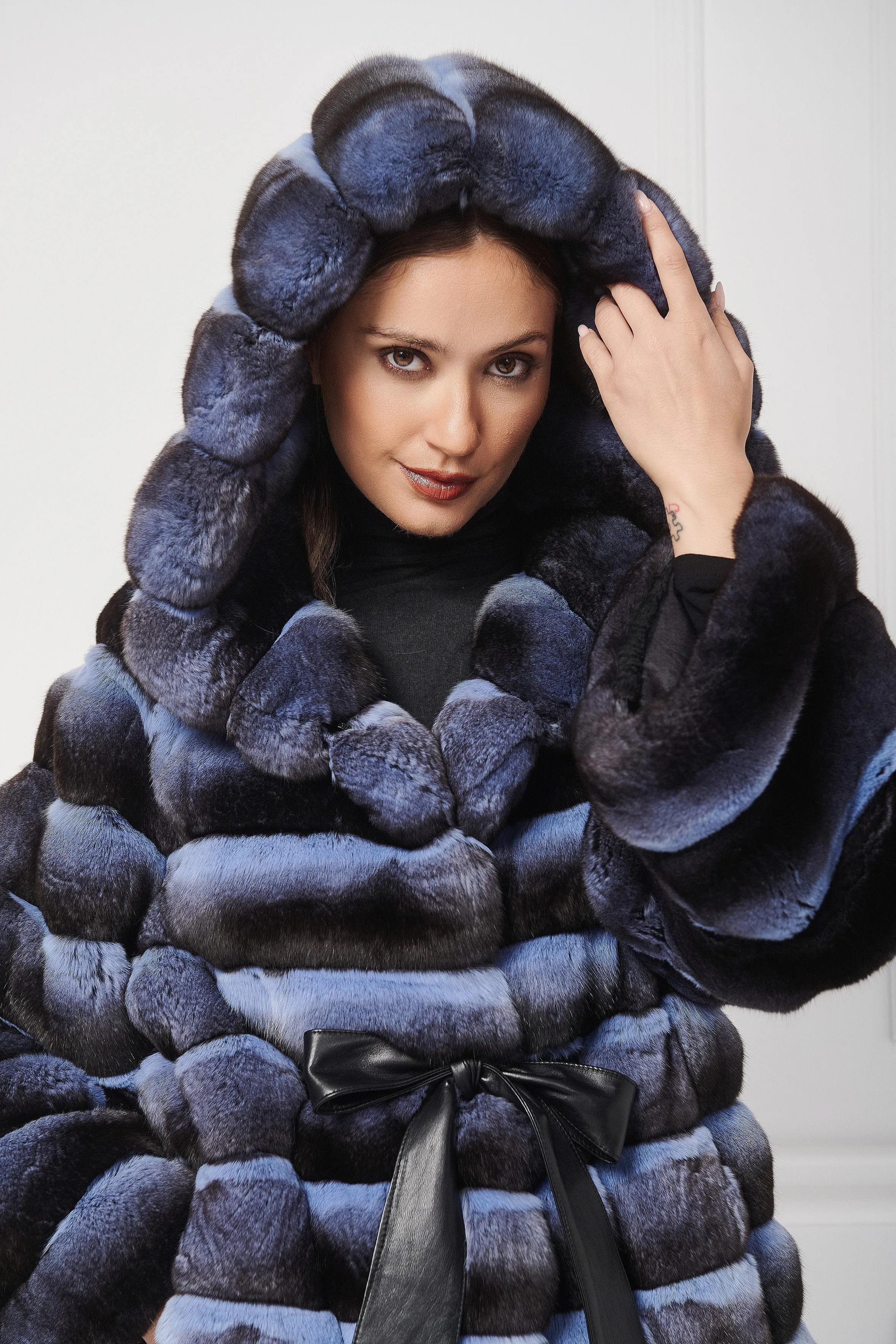 Hooded Chinchilla Fur Jacket