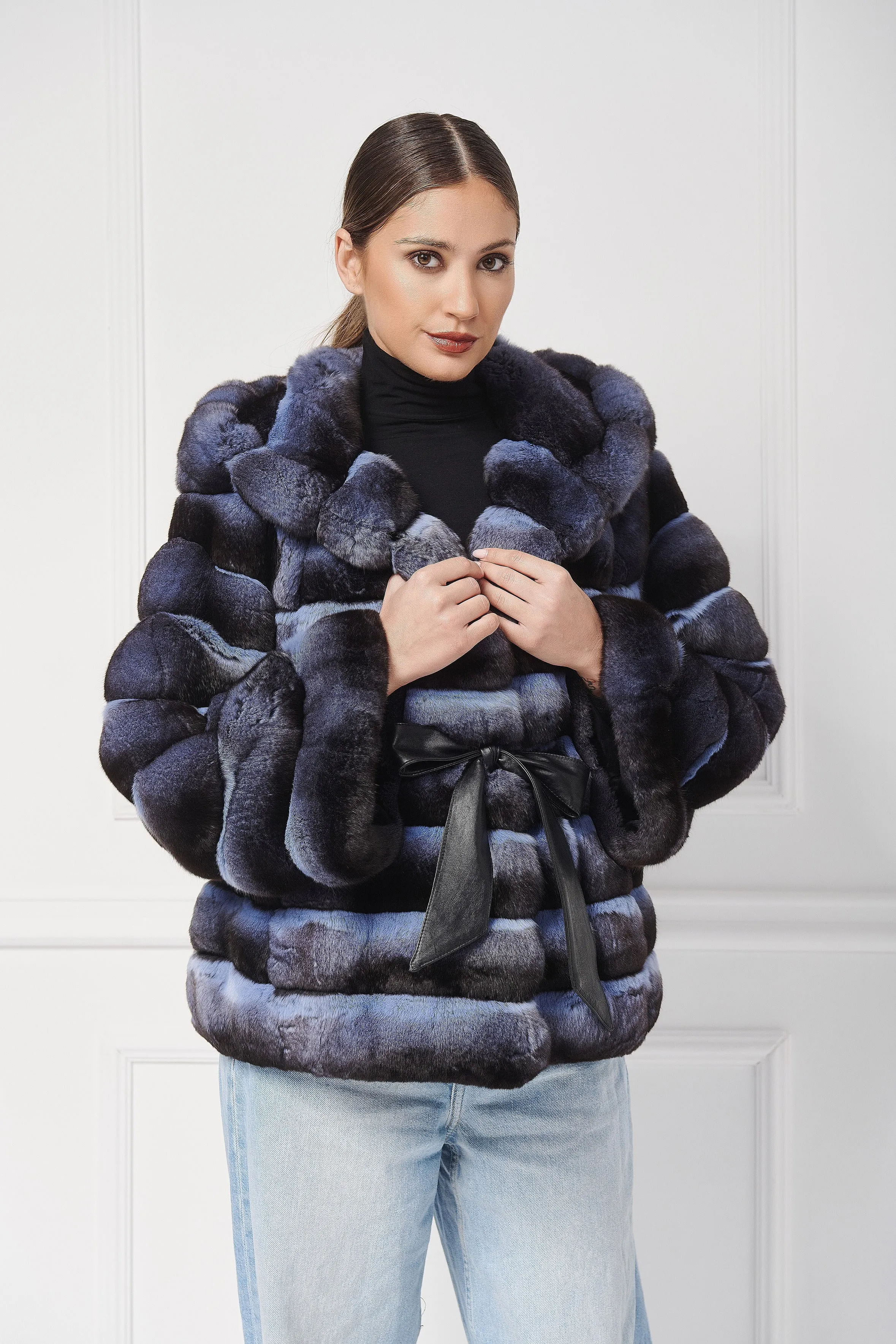 Hooded Chinchilla Fur Jacket