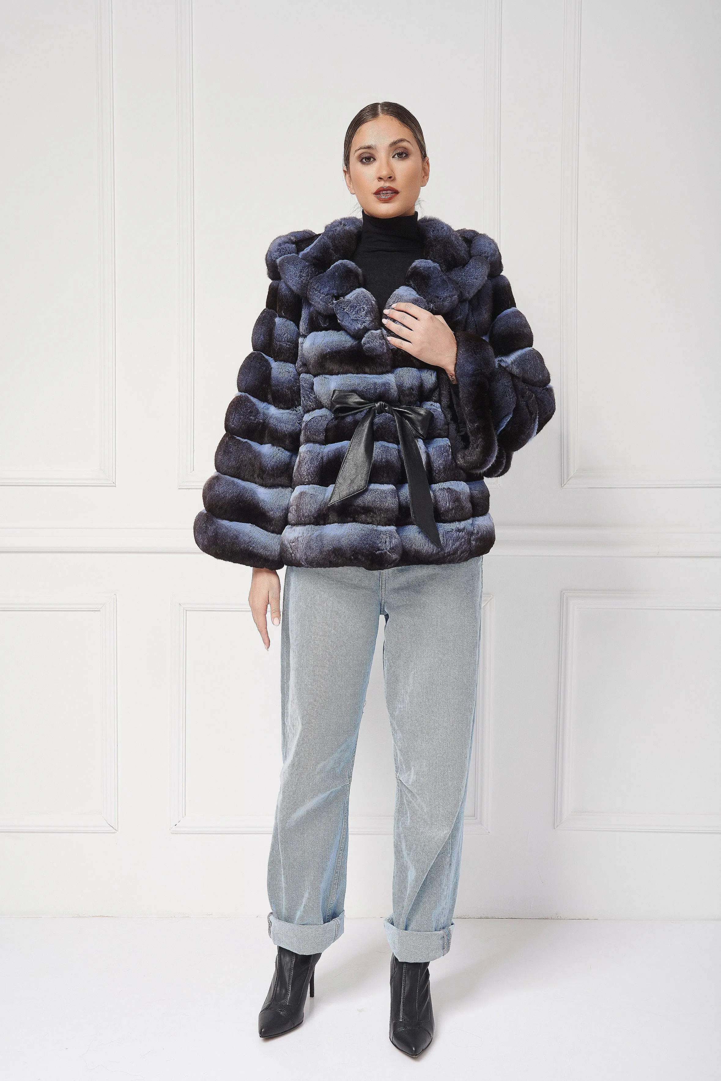 Hooded Chinchilla Fur Jacket