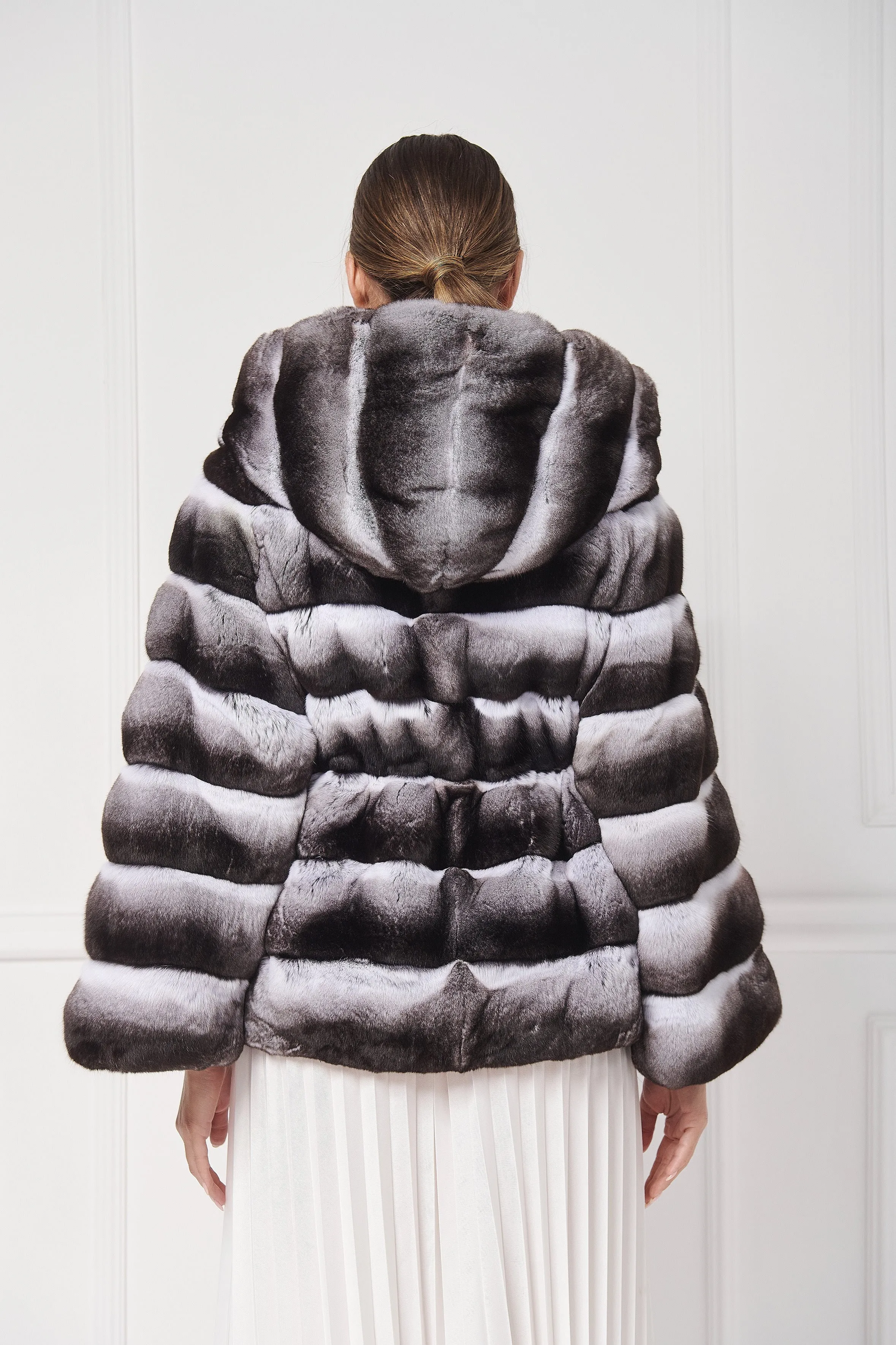Hooded Chinchilla Fur Jacket