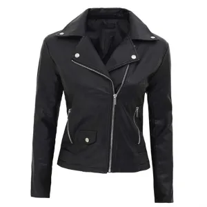 Lambskin Asymmetrical Leather Jacket Women