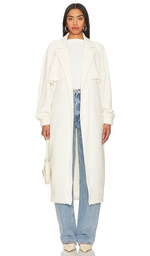 Lanston Sherpa Trench Coat in Cream
