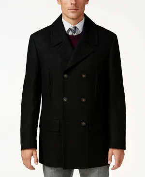 Lauren Ralph Lauren Mens Luke Wool Blend Classic Fit Peacoat Coat Black 40L