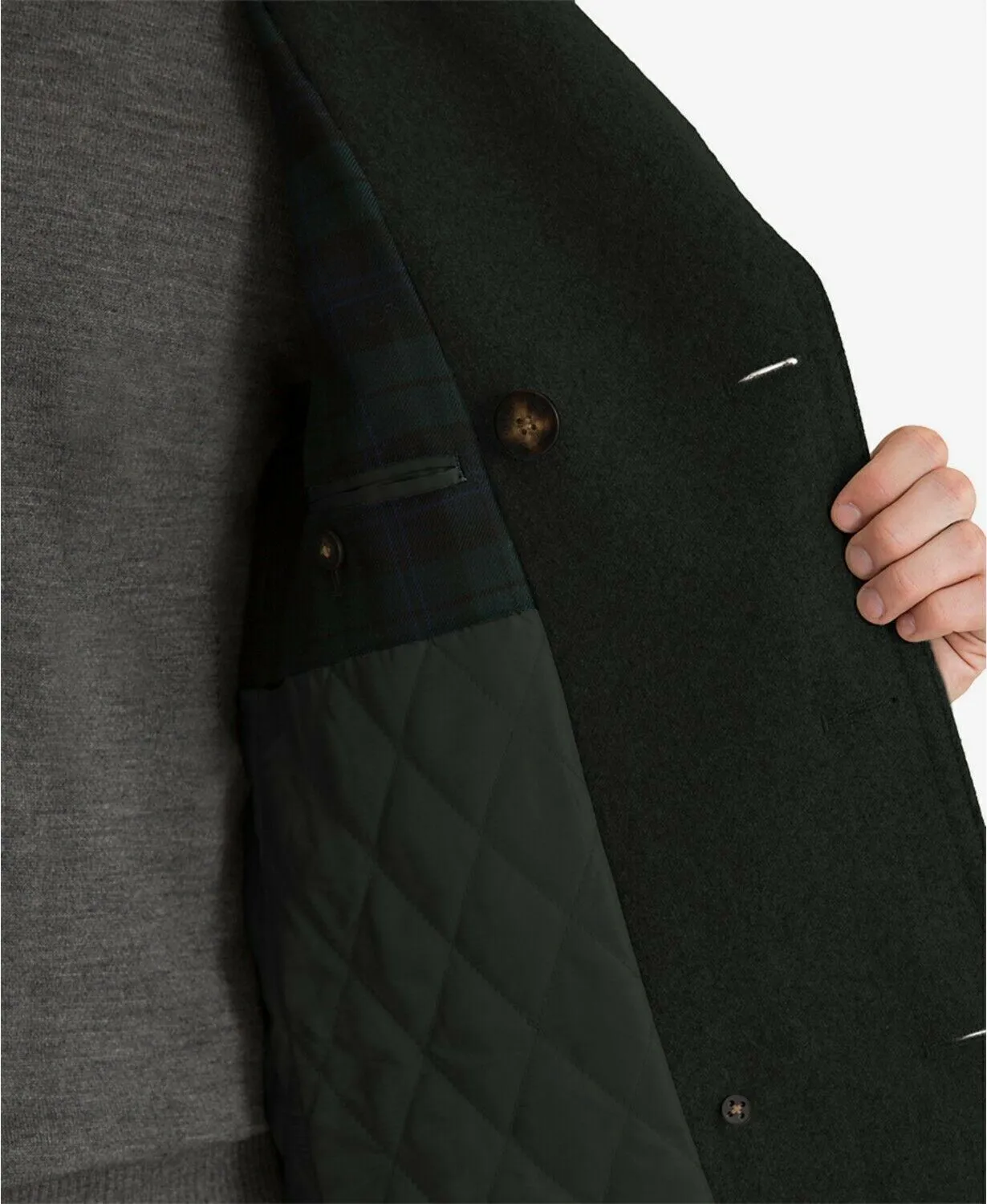 Lauren Ralph Lauren Mens Luke Wool Blend Classic Fit Peacoat Coat Black 40L