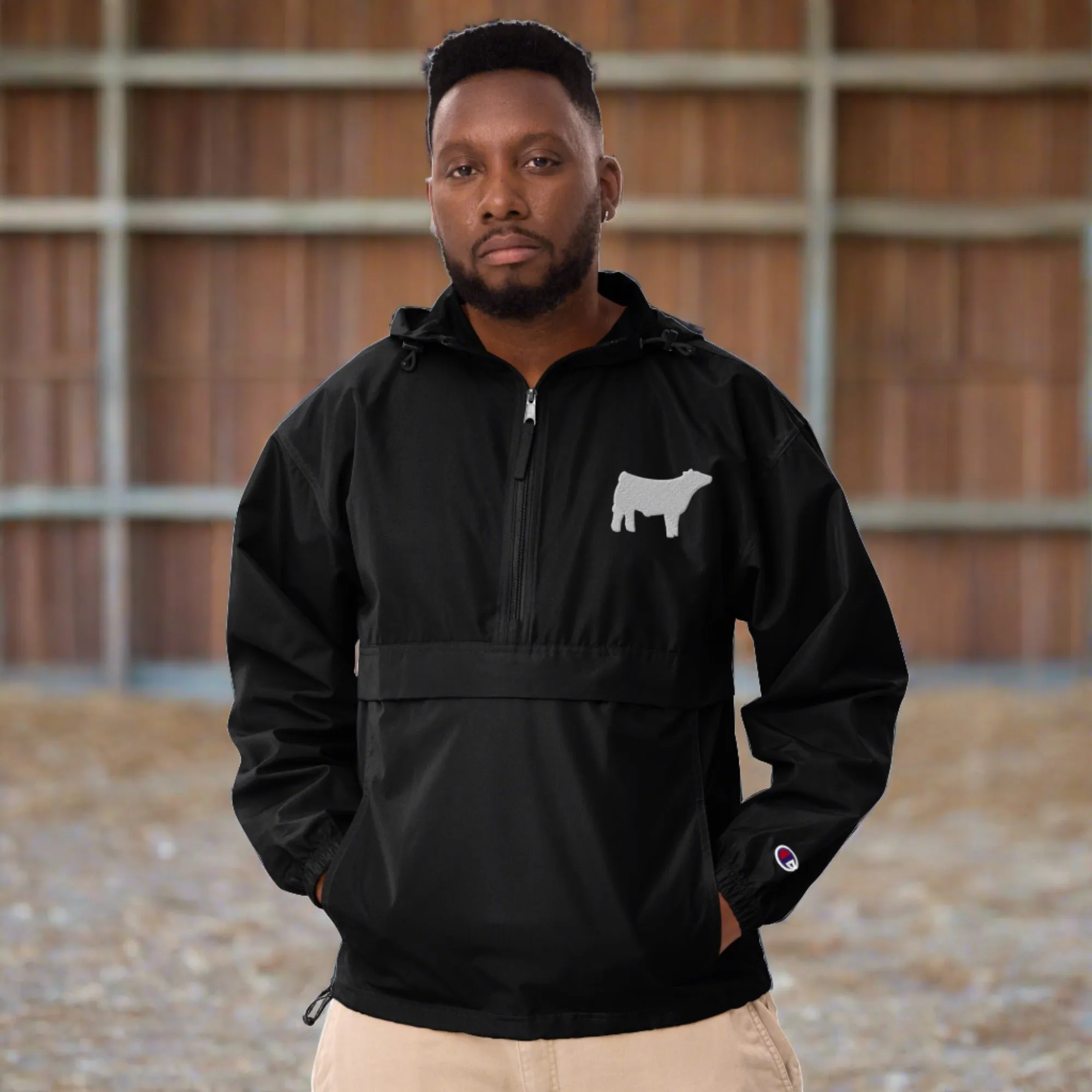 Livestock Show Market Steer Embroidered Packable Jacket - Wash Rack Pullover Jacket
