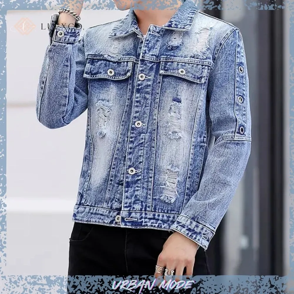 Luexco Mens Denim Jacket Streetwear