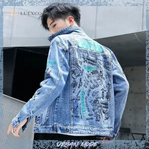Luexco Mens Denim Jacket Streetwear