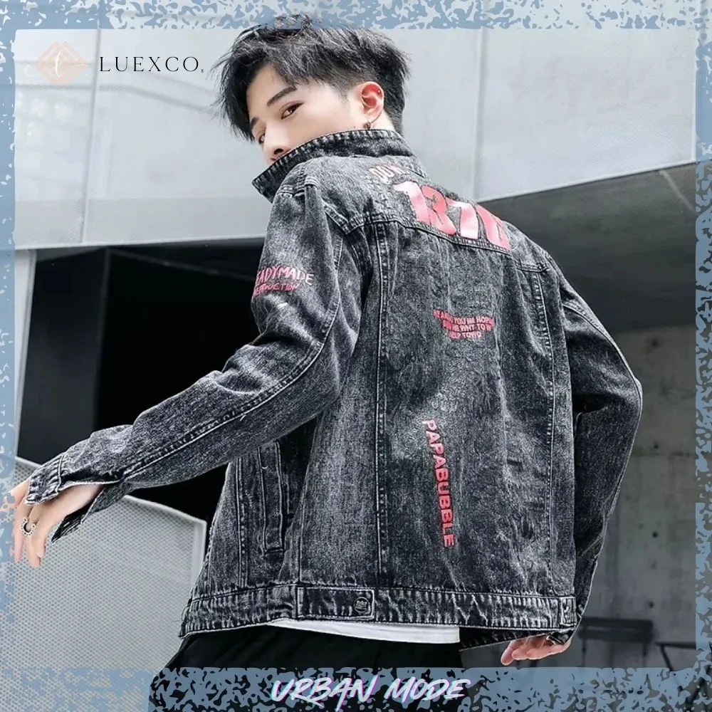 Luexco Mens Denim Jacket Streetwear