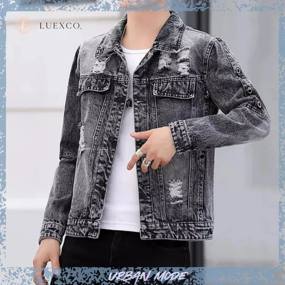 Luexco Mens Denim Jacket Streetwear