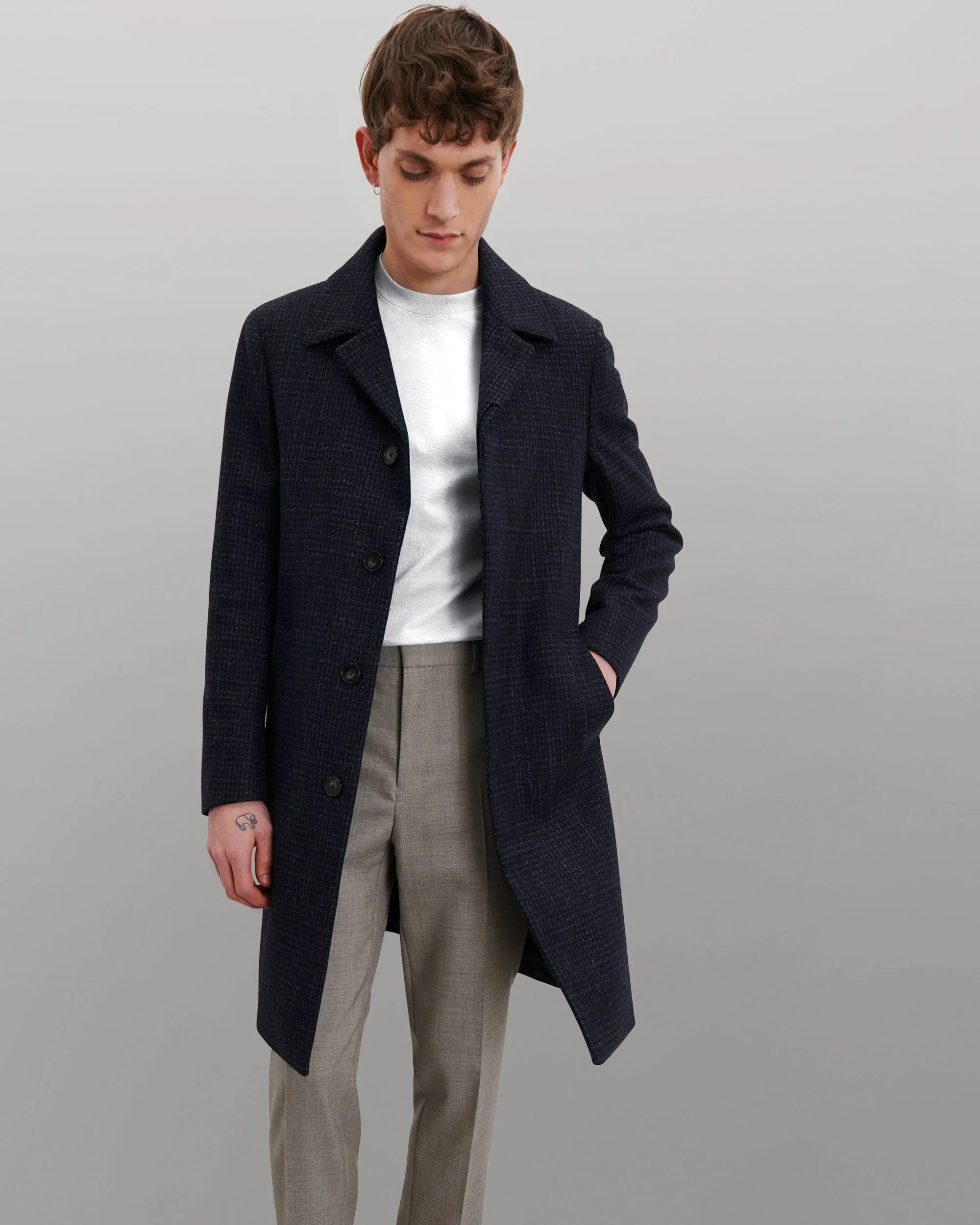 Maximus - Navy Houndstooth - Italian Wool