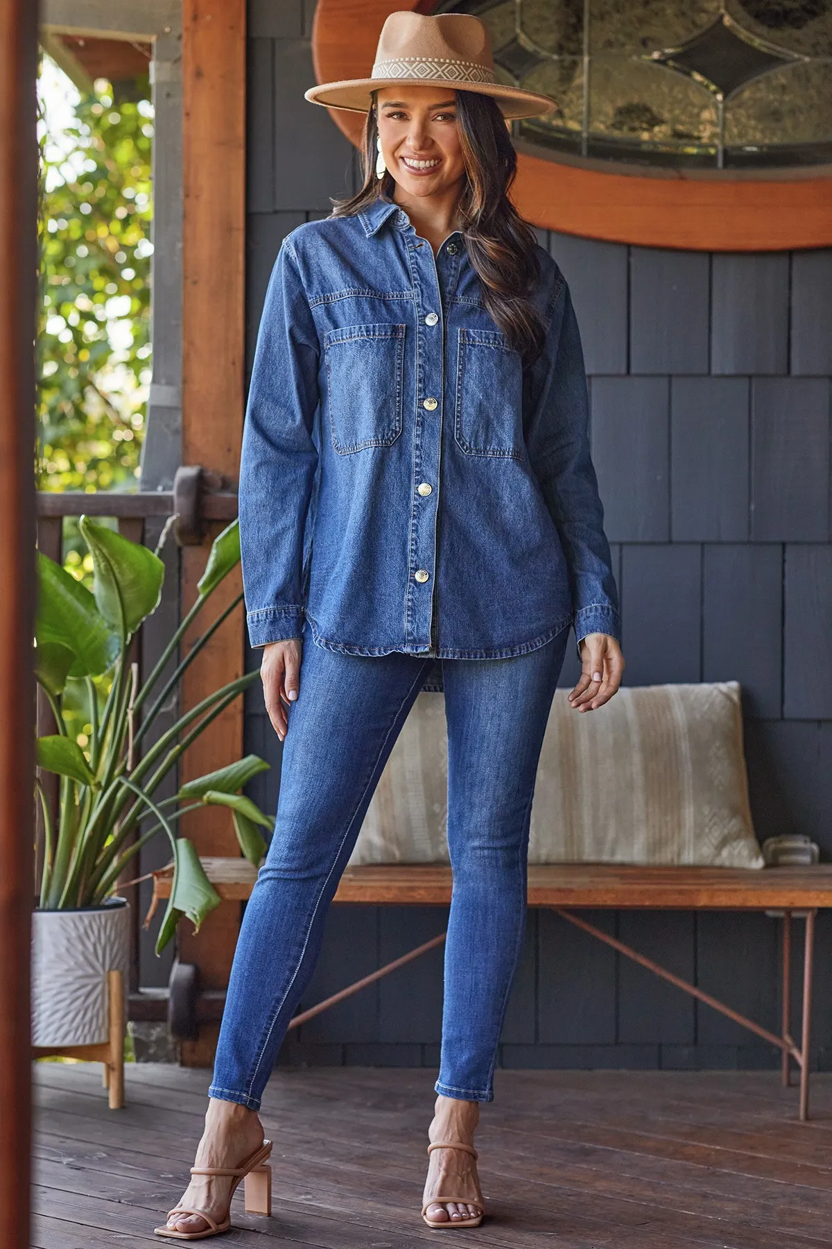 Medium Wash Denim Jacket with Front Patch Pockets / Stuffology Boutique