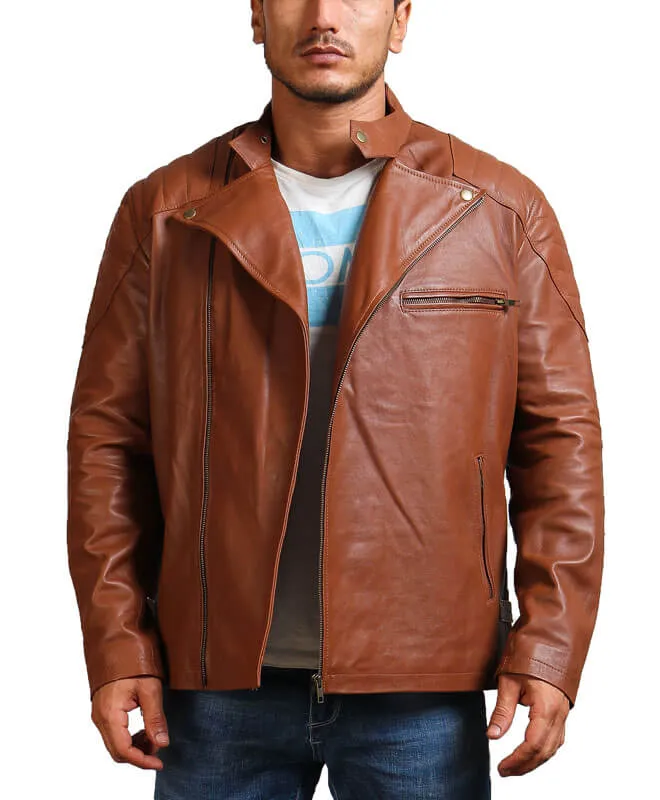 Men's Brown Motorcycle Real Leather Jacket