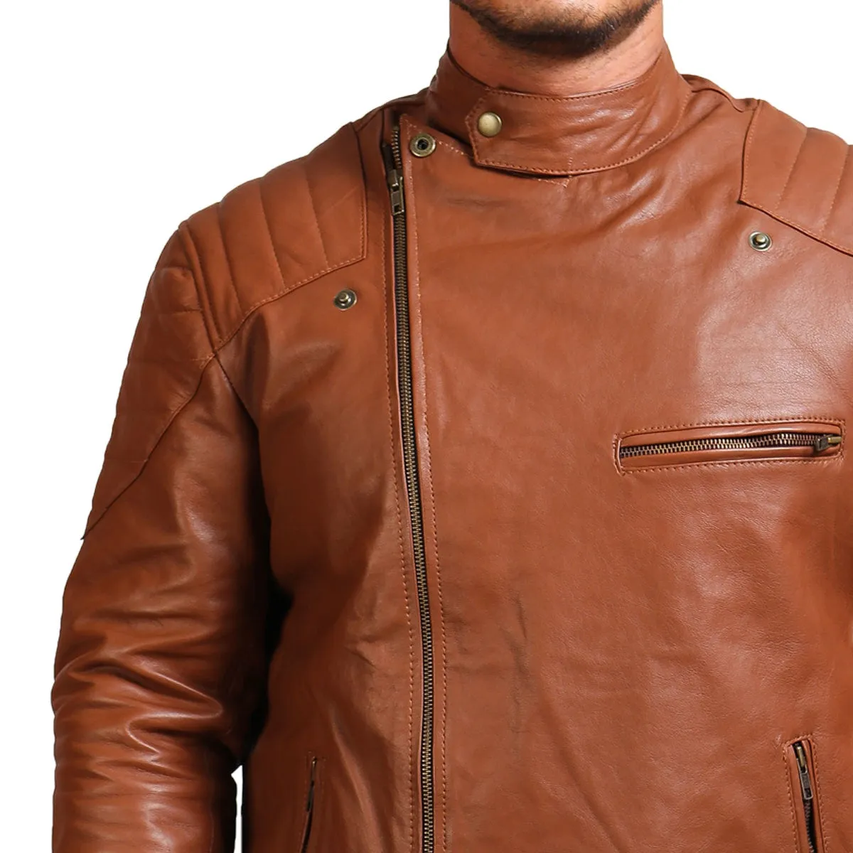Men's Brown Motorcycle Real Leather Jacket