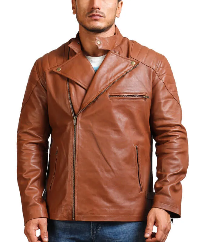 Men's Brown Motorcycle Real Leather Jacket